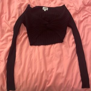 Never worn superdown black twist front crop sweater size M